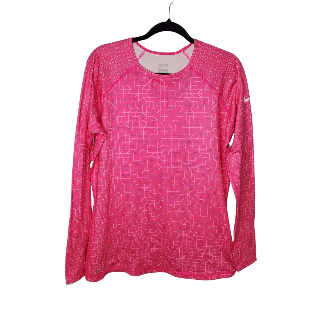 Nike Pro Pink Shirt Pullover Long Sleeves Extra Large Fleece